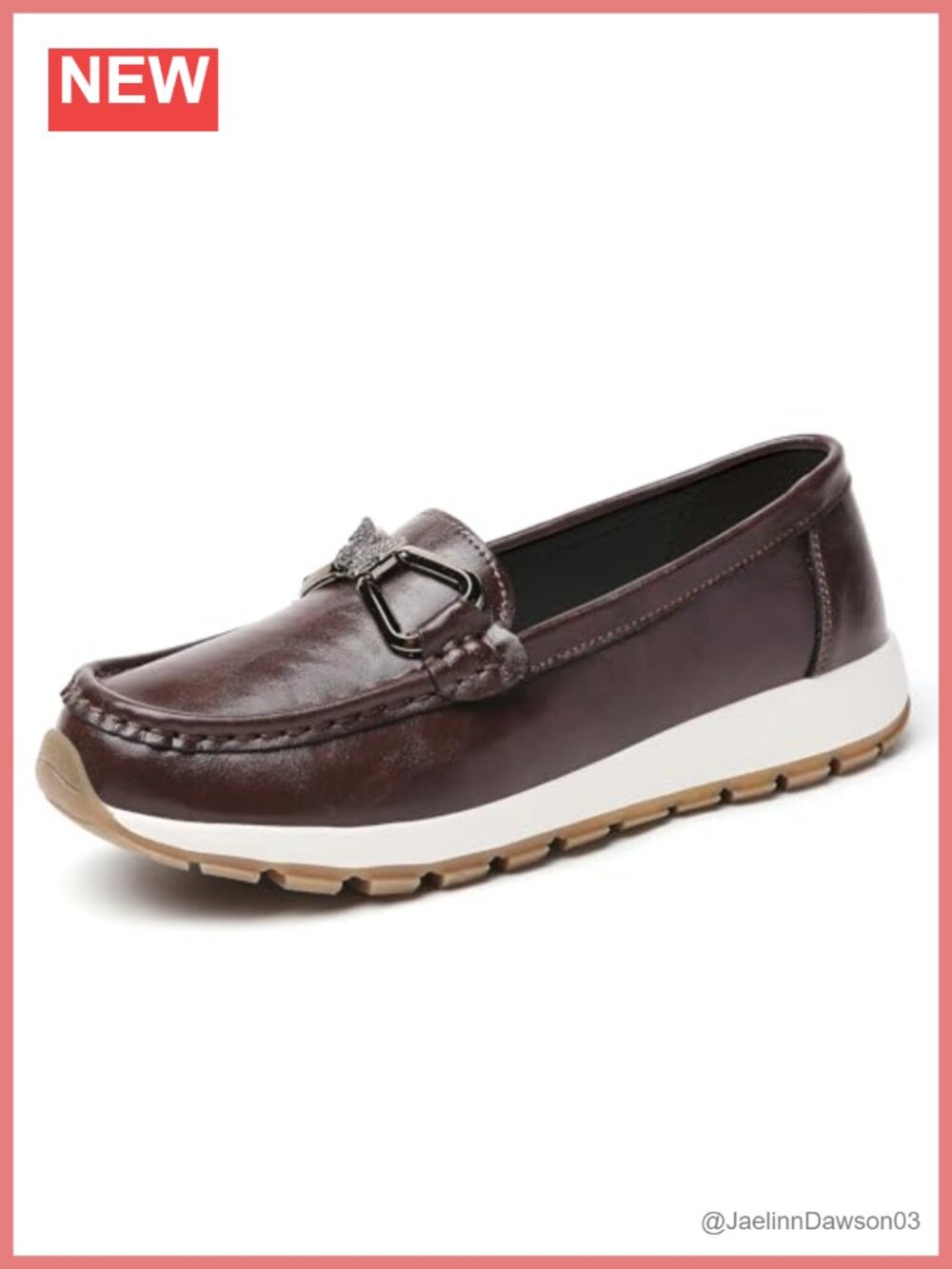 Women's Loafers Bow Metal Buckle Slip On Flat Shoes Faux Leather Casual Comfort